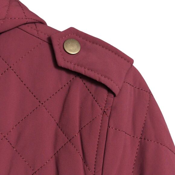 NWT Eden Society Burgundy Quilted Hooded Parka Jacket Drawstring Size S - Picture 5 of 12